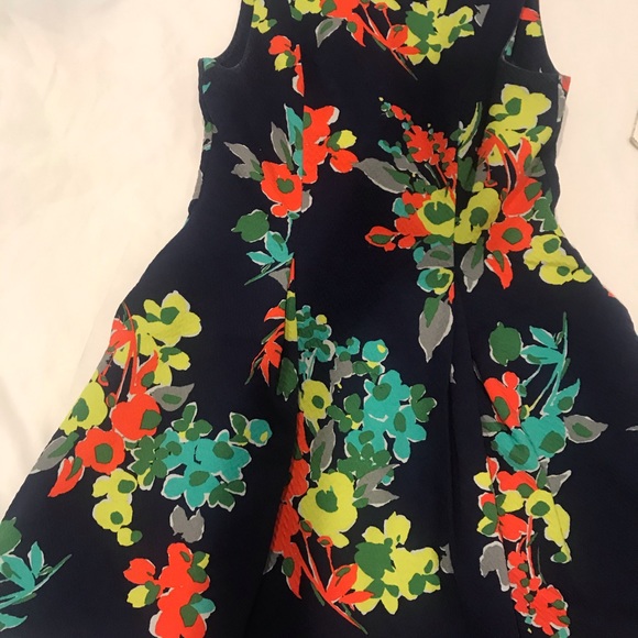 Navy/multi A-line dress with pockets - Picture 2 of 4